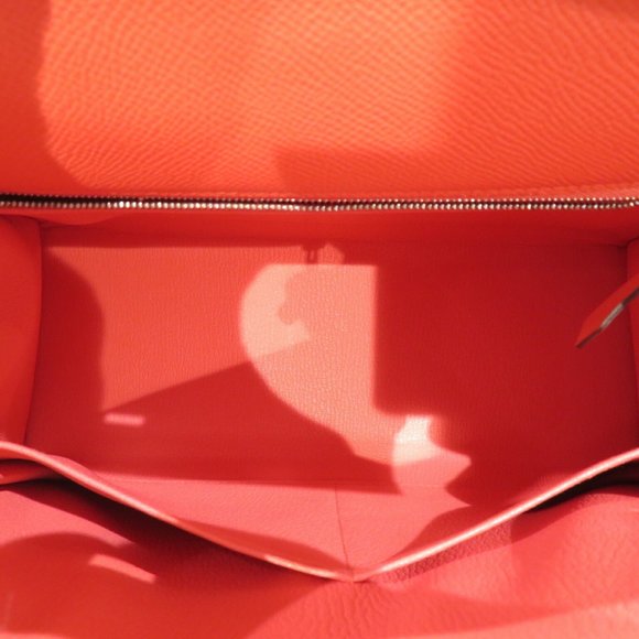 HERMES Kelly 28 Outer Stitching Handbag Rose Texas/Silver Hardware Epson U St... - Picture 13 of 16